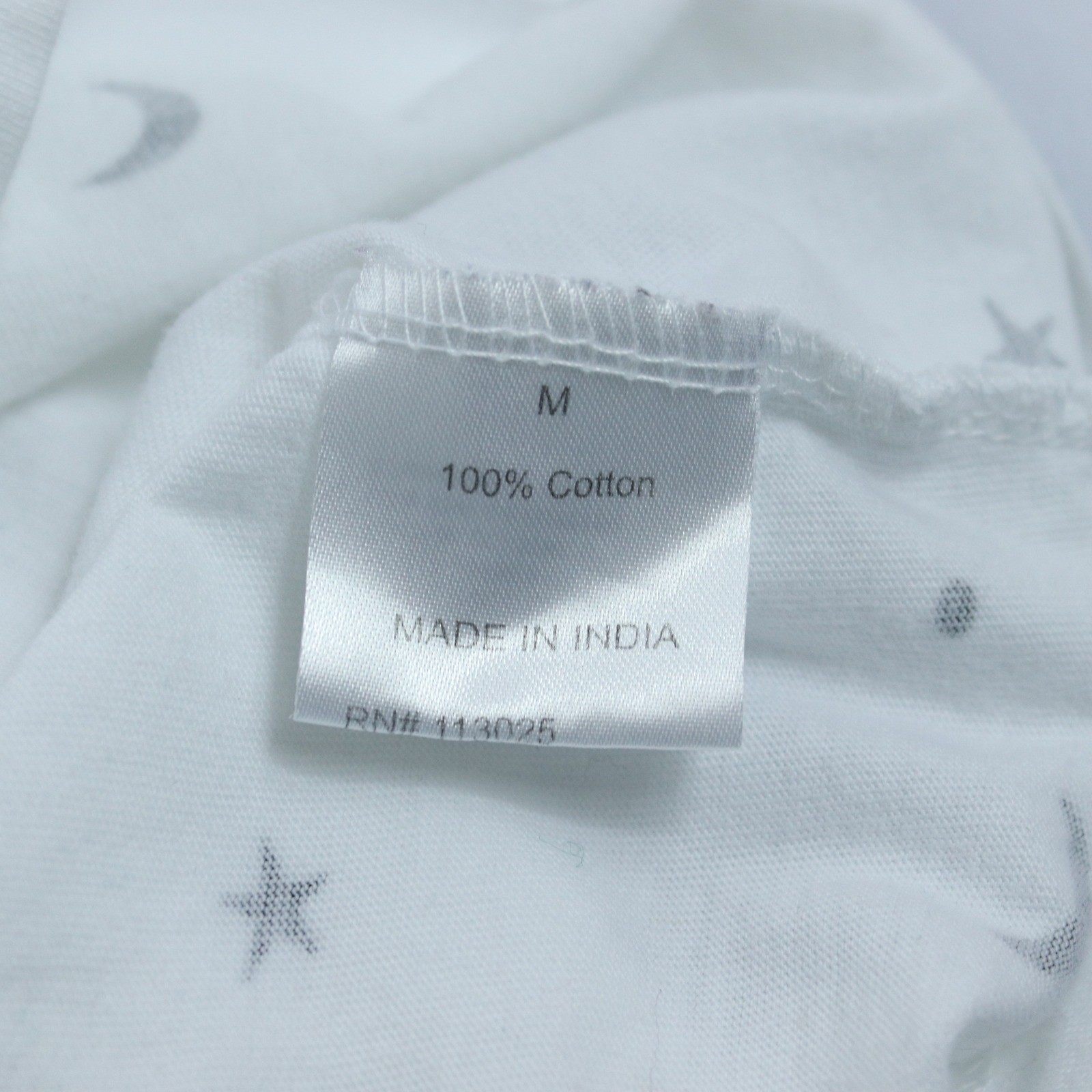 Messy Bun Just Chillin’ White Celestial Black Moon Star Crop Top Womens Medium