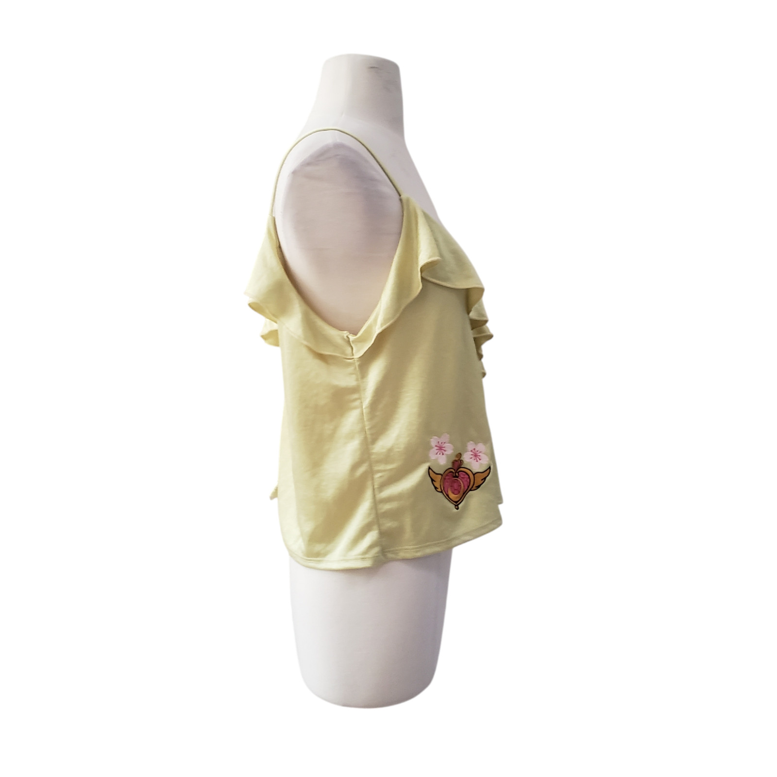 Sailor Moon Compact Cherry Blossom Ruffle Tank Top Yellow Size L