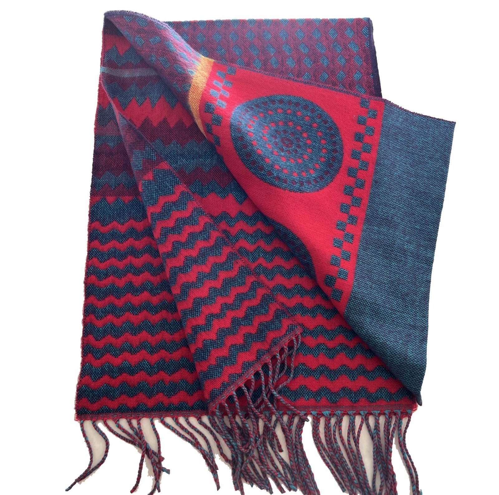 100% CASHMERE SCARF Wrap Classic Plaid Red Blue Purple Made in England #W07