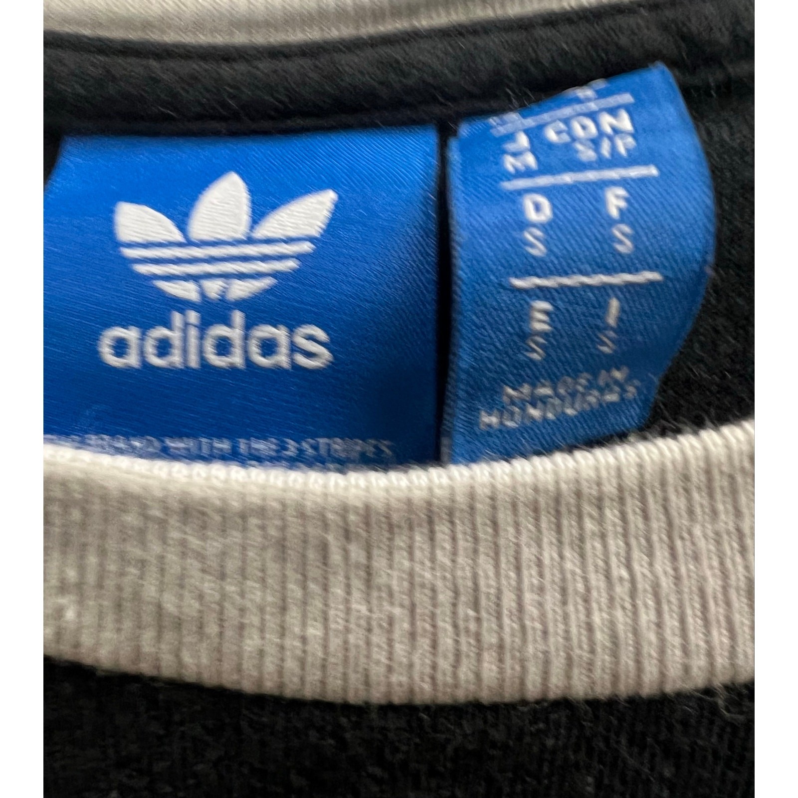 Adidas Vintage triple triple ringer black tee sz S