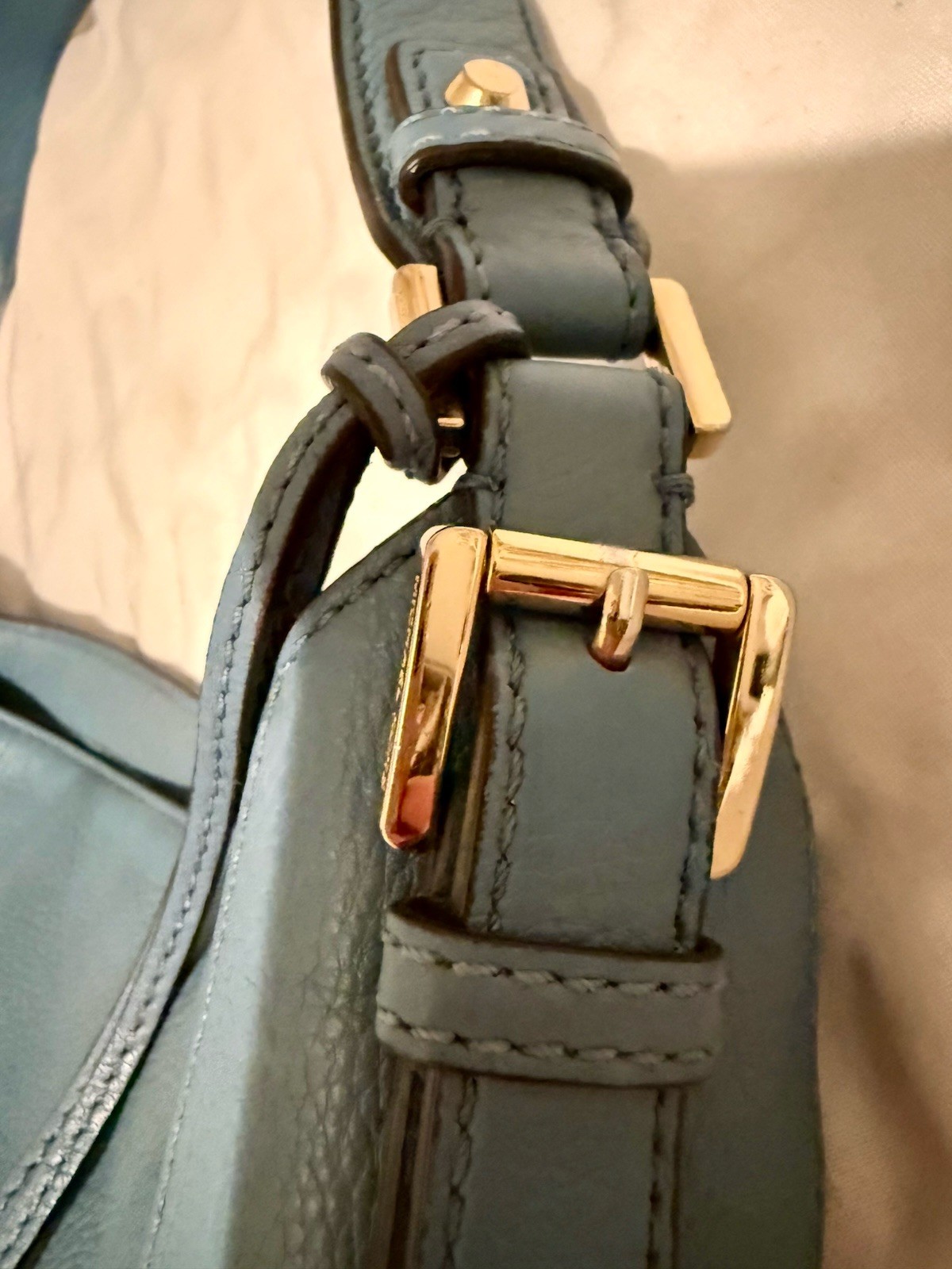 Michael Kors Nolita Bedford Blue Leather Large Hobo Handbag