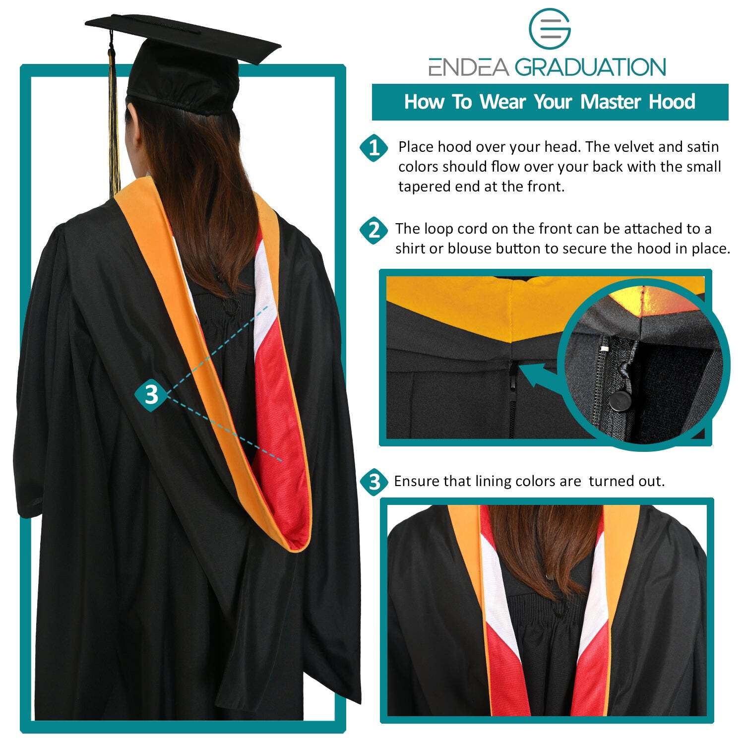 Endea Graduation Masters Hood For Education – Light Blue/Green/White