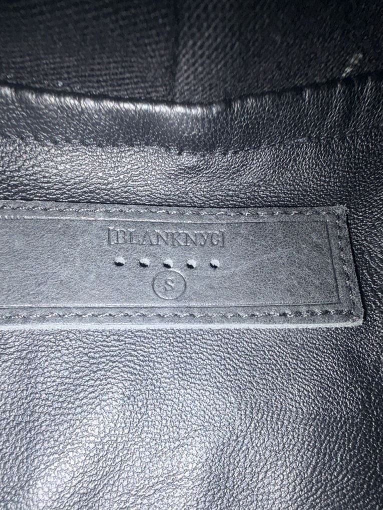 BlankNYC Black Faux Leather & Knit Asymmetric Drape Zip Moto Jacket Size S