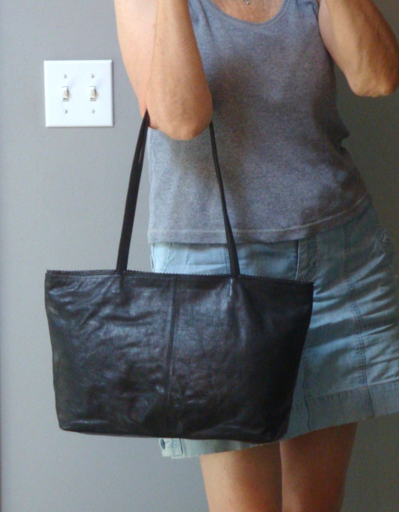 LATICO Black Leather Tote Gemma Boho Hobo Shoulderbag Lightweight Handbag Purse