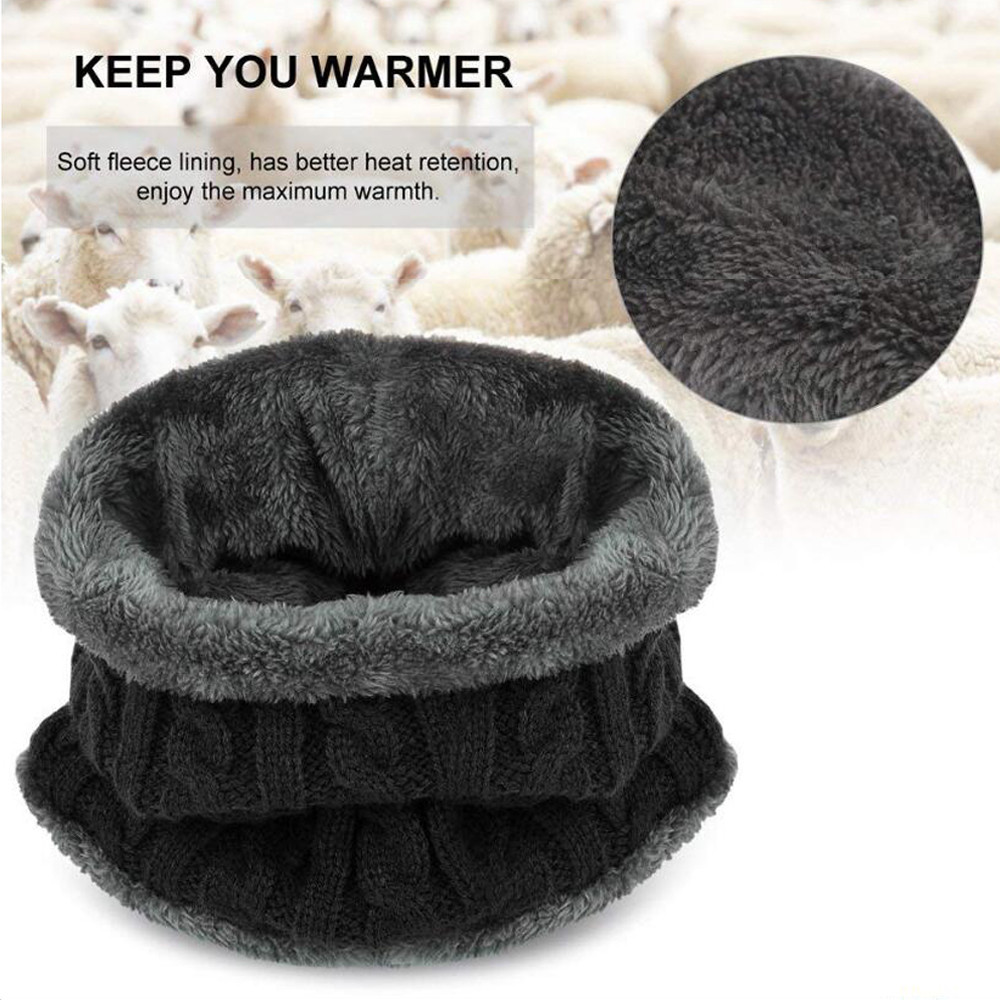 Winter Beanie Hat Scarf Set Fleece Warm Balaclava Snow Ski Cap for Kid Men Women