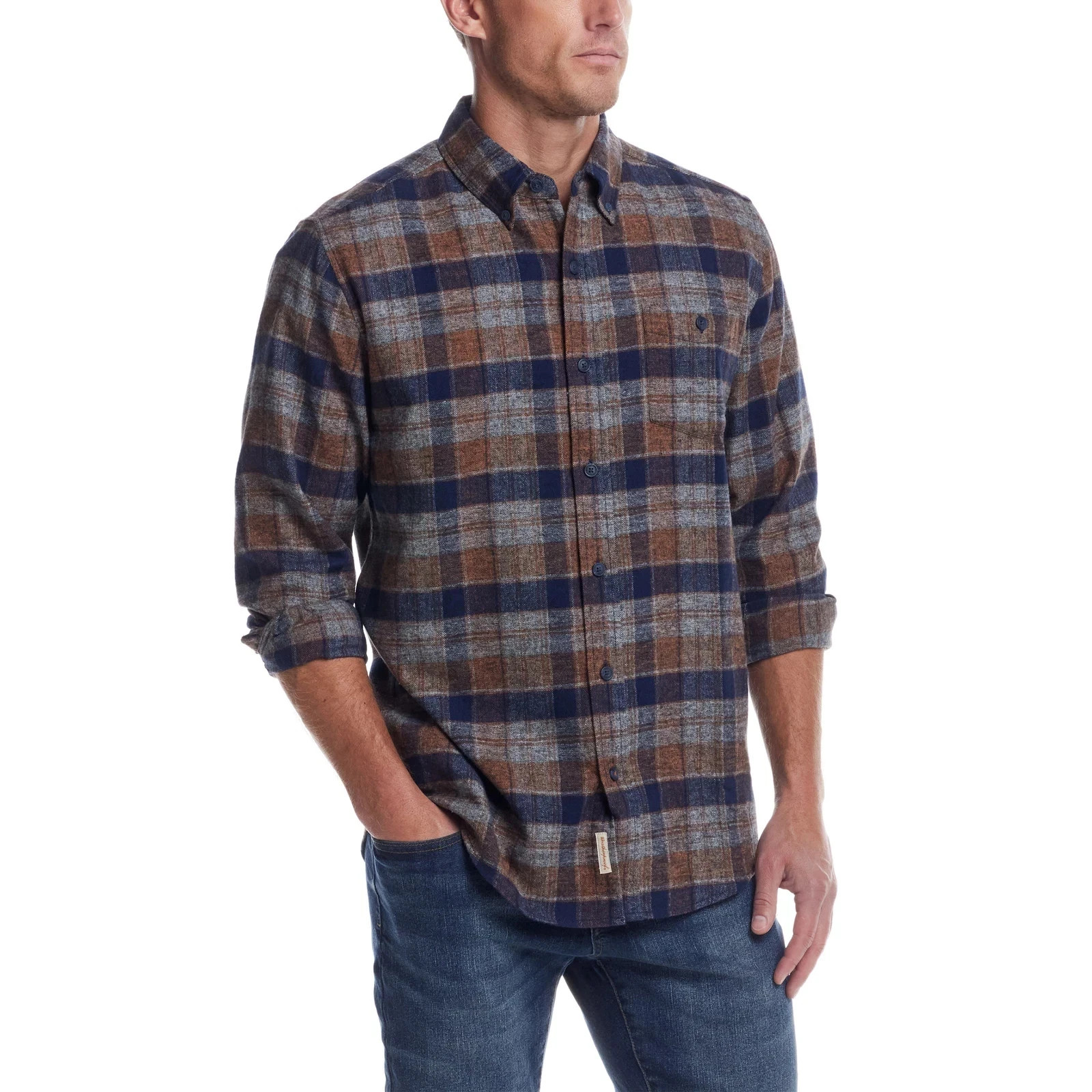 Weatherproof Vintage Men’s Flannel Shirt, Multi (Brown), Size S