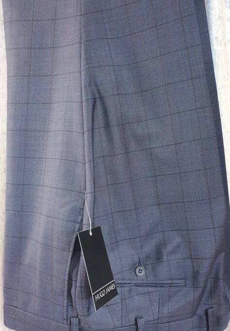 HUGOJAMES BLUE CHECK SUIT TROUSERS/PANTS 42,44,46,48,50,52,54,56,68,60,63,64,66″