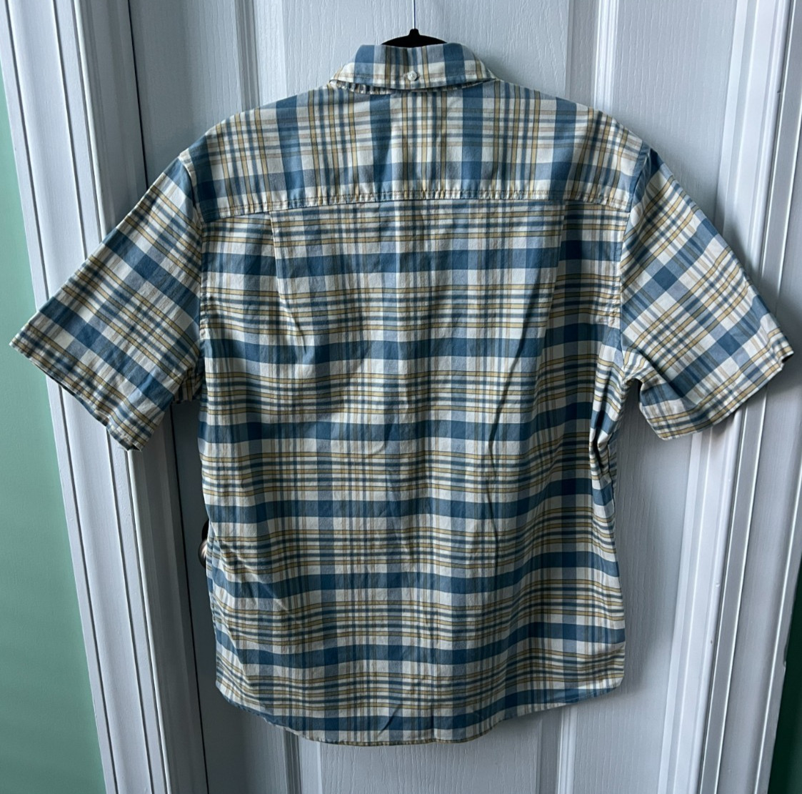 LL Bean Comfort Stretch Oxford Slightly Fitted Plaid Short Sleeve Size M
