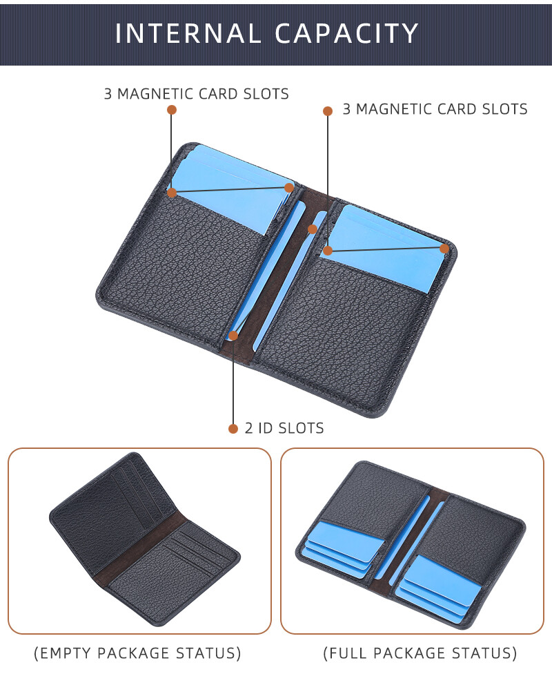 RFID Mens Slim Front Pocket Wallet PU Leather Bifold ID/Credit Card Holder