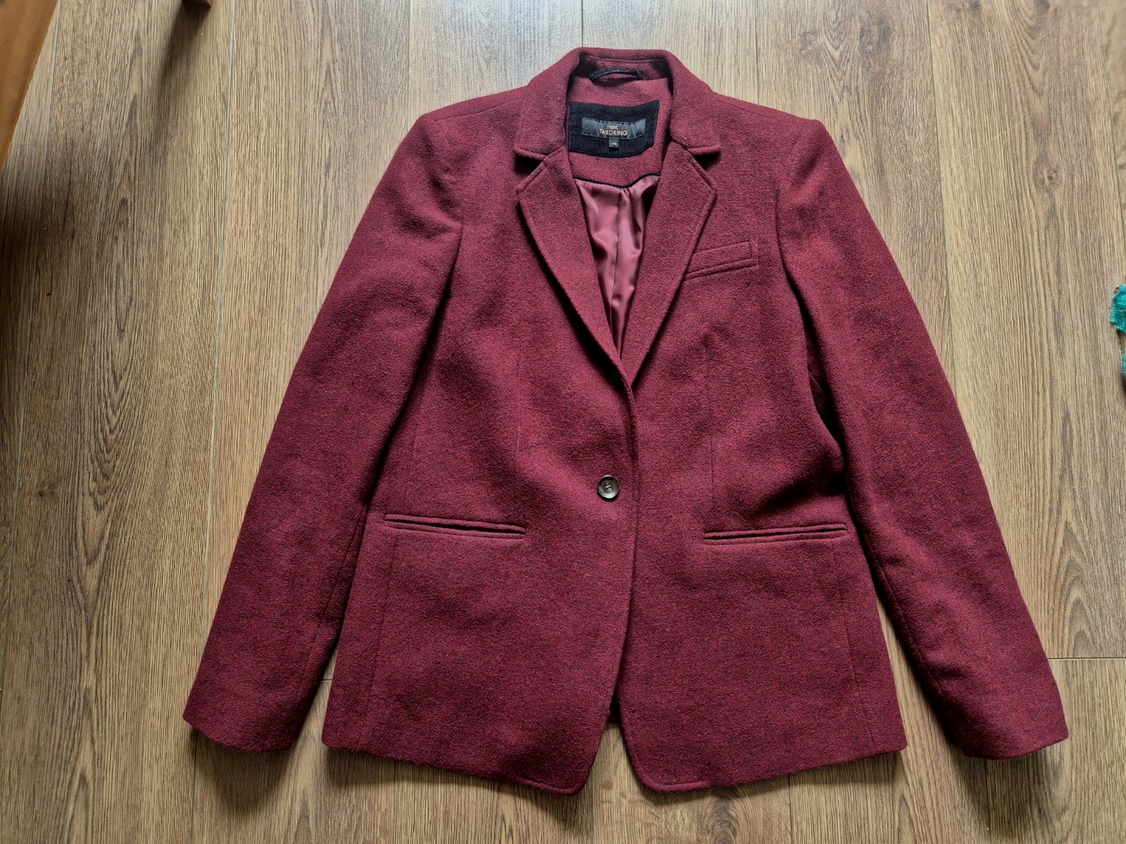 NEXT Tailoring Rust Wine Red Tweed Wool Blend Fleck Weave Tailored Jacket UK 16