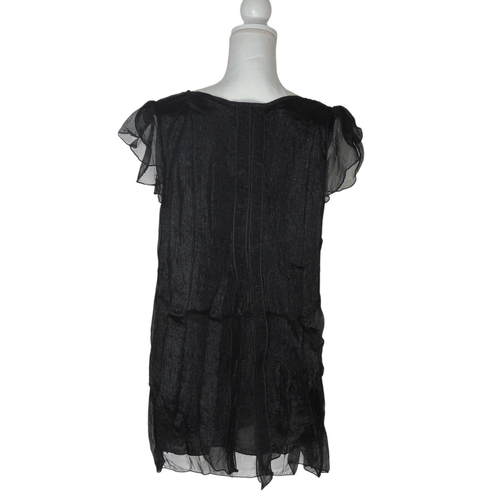 Pretty Angel Black Fairy Whimsical Shimmer Sheer Lined Tunic Top 11090 Large
