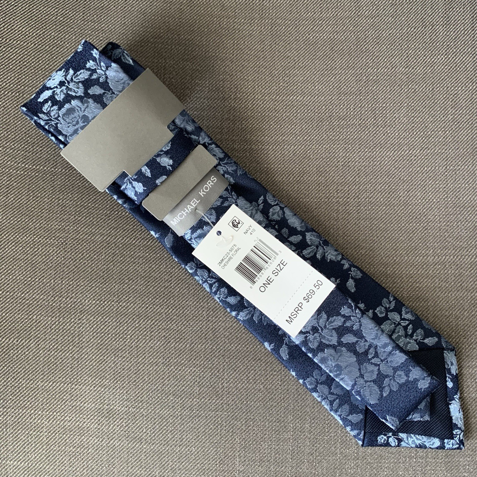 Michael Kors Men’s Neck Tie Navy Blue Cheshire Floral Silk Blend MSRP $69.50