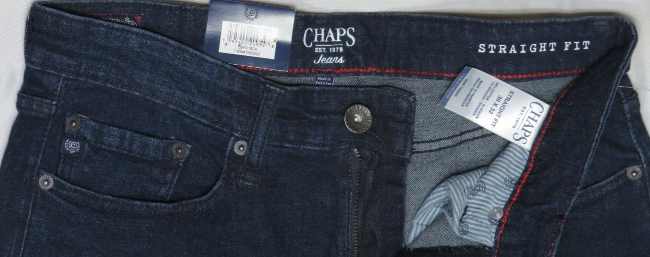 RALPH LAUREN CHAPS DEEP SEA BLUE JEANS 30×32 STRAIGHT FIT FREEDOM STRETCH NWT