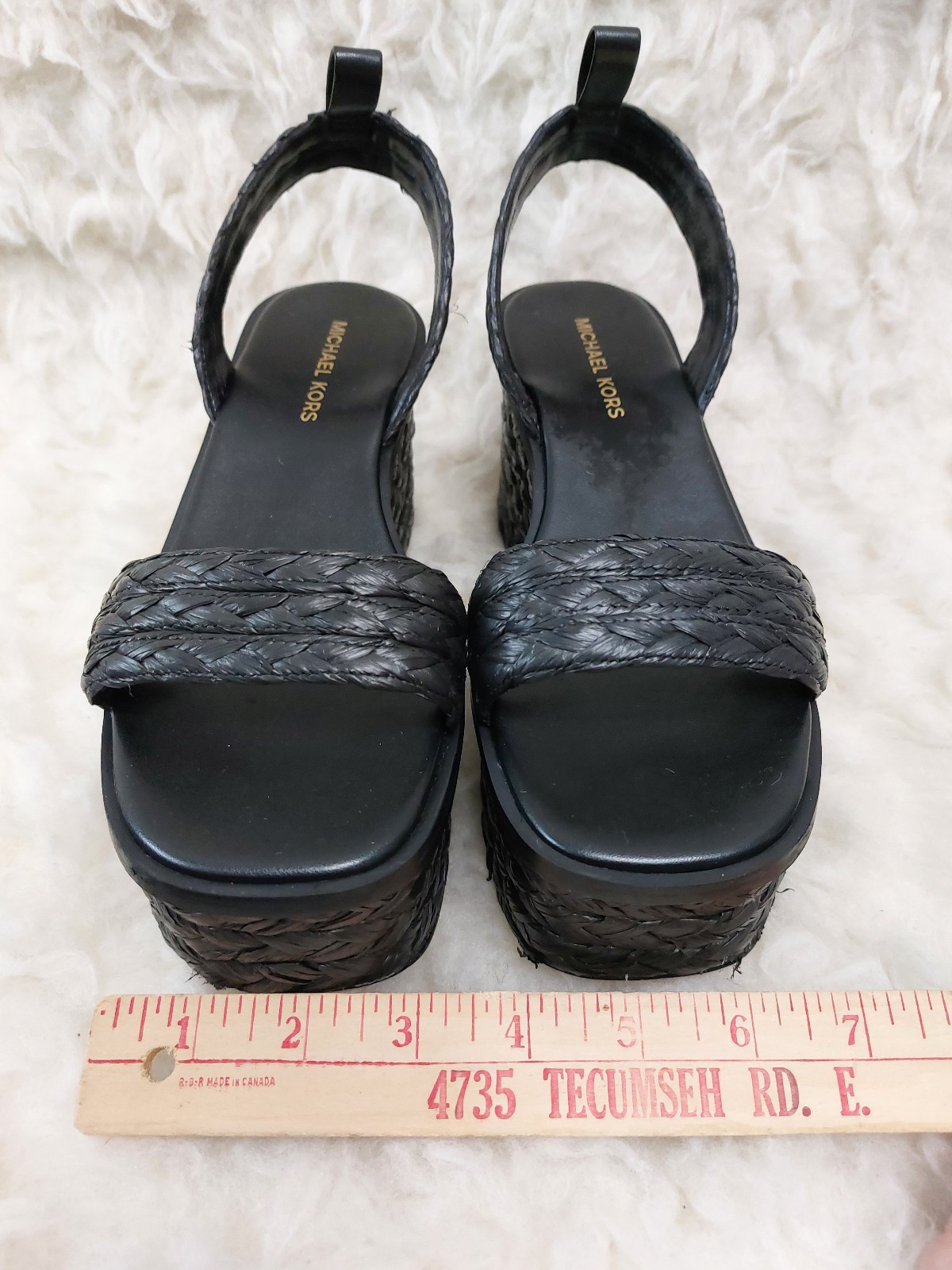 MICHAEL Michael Kors Sandra Straw Platform Sandal 7M