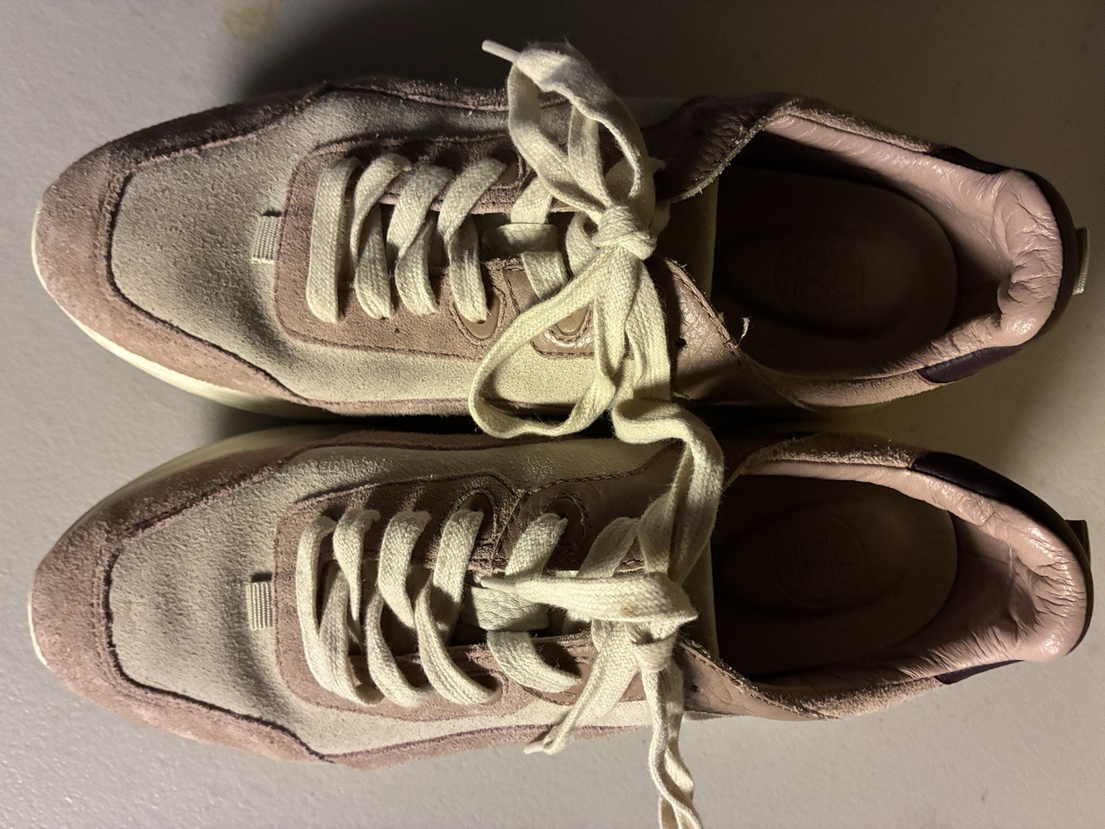 Massimo Dutti Low Top Lace-Up Athletic Sneakers Beige Pink Purple 7.5