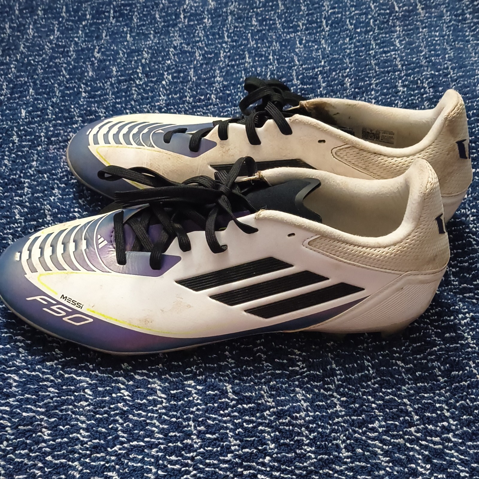 adidas Messi F50 Youth Soccer Cleats Lace-Up White/Black/Purple