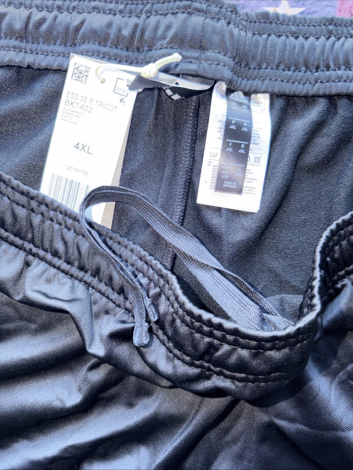 Adidas Athletic Pants Size 4XL Tricot Black White Stripe BK7402 New