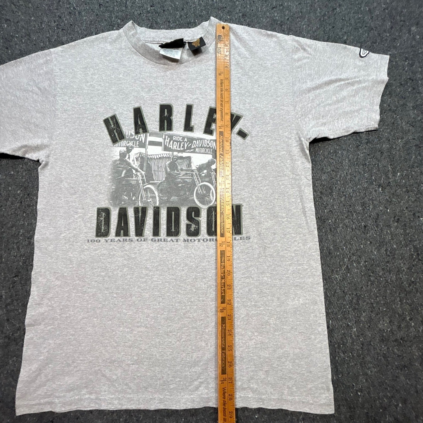 Harley Davidson Shirt Sz M Mens Gray Biker 100th Anniversary Graphic Made in USA