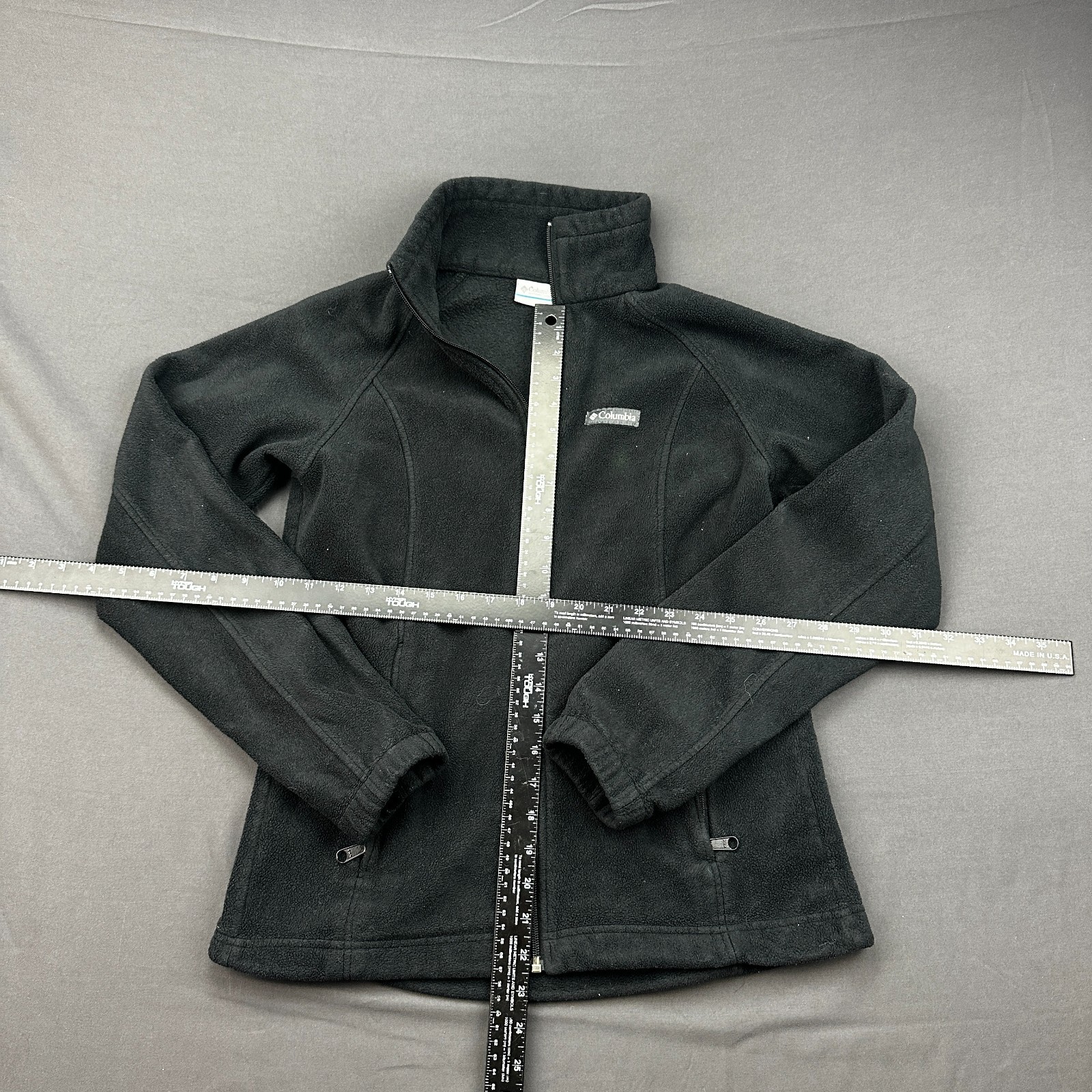 Columbia Sawyer Rapids Fleece Jacket Womens Medium Black Logo Full Zip Outdoor