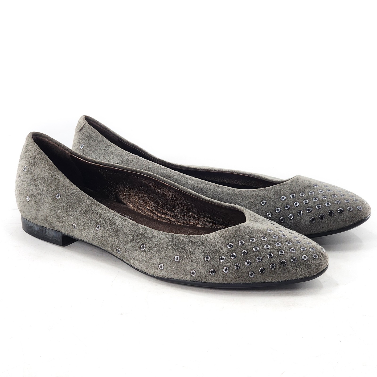 AGL Attilio Giusti Leombruni Suede Grommet Studded Ballet Flats $340 Size 38 7
