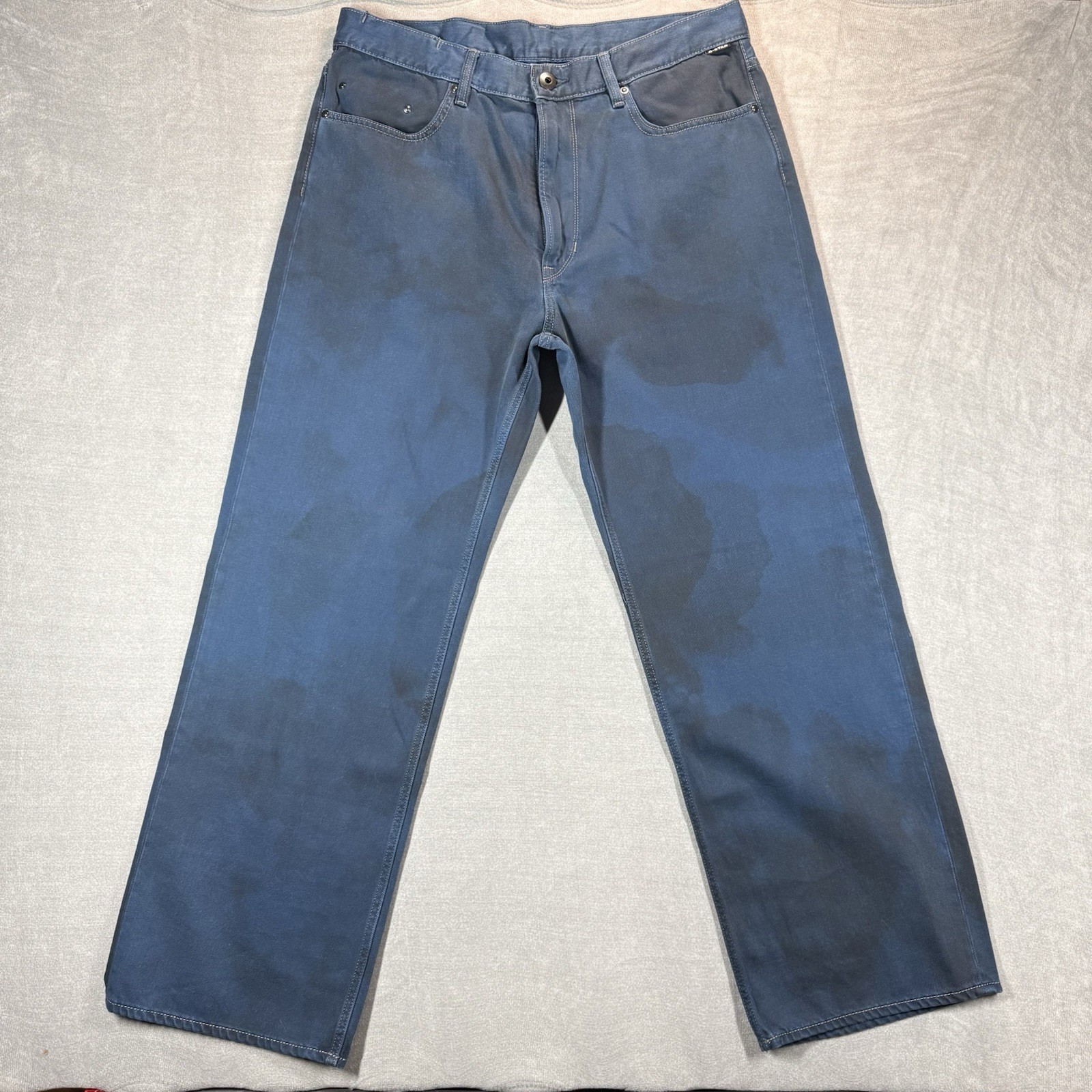 UNIQUE G Star Raw Type 96 Loose Baggy Jeans Men 36×32 Blue Dip Dyed Skater Punk