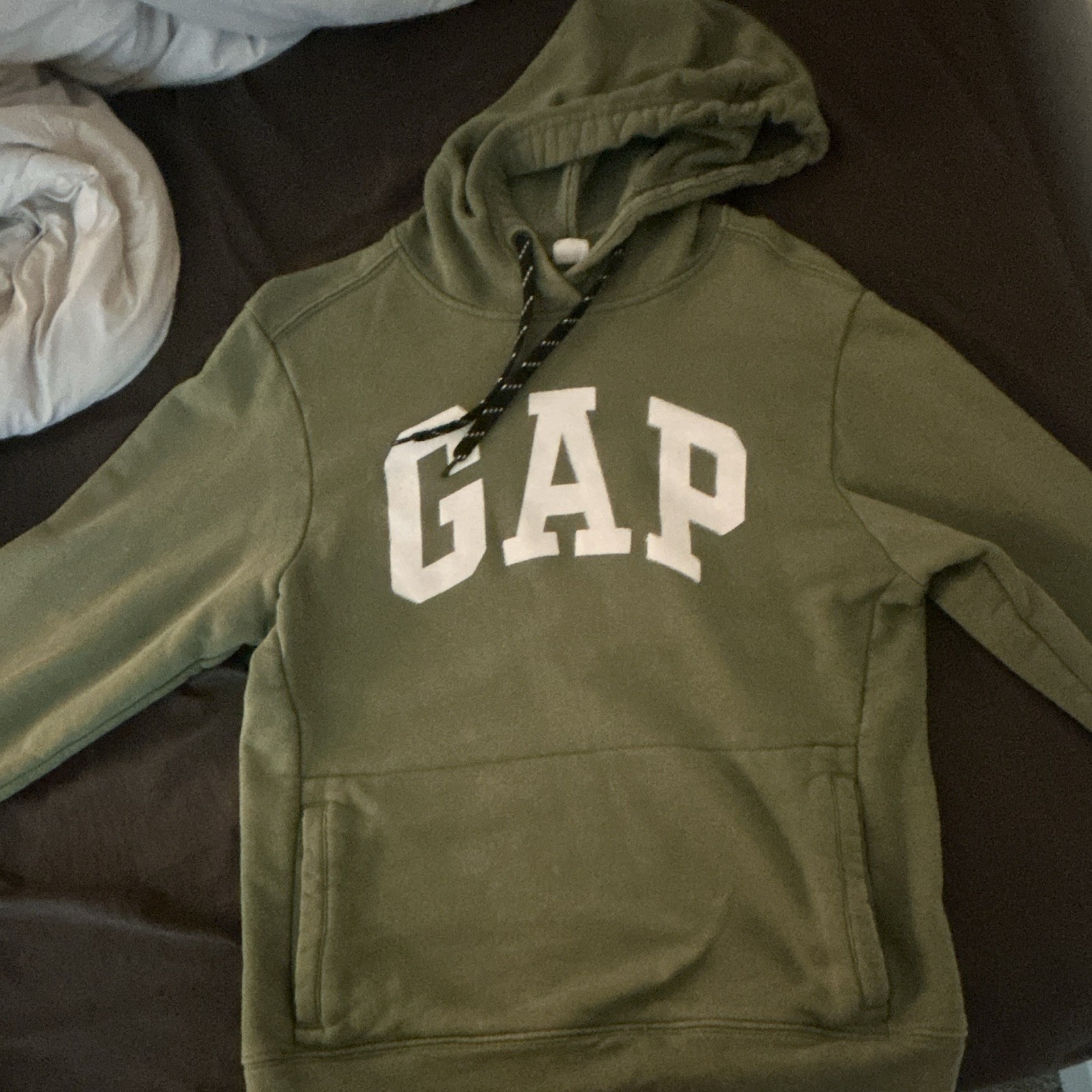 Gap Men’s Green Pullover Hoodie Cotton Fleece Logo Pocket Size M