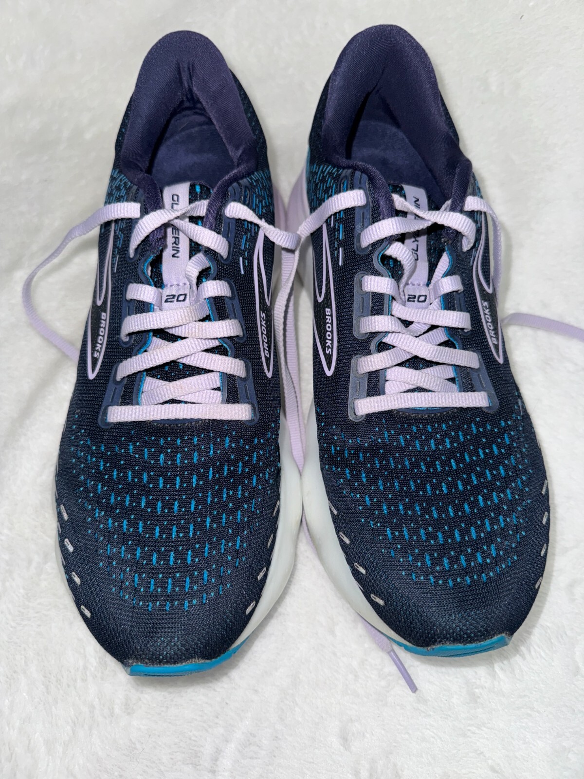 Brooks Glycerin 20 Neutral Running Shoe, womens 10.5 Medium, Blue with purple.