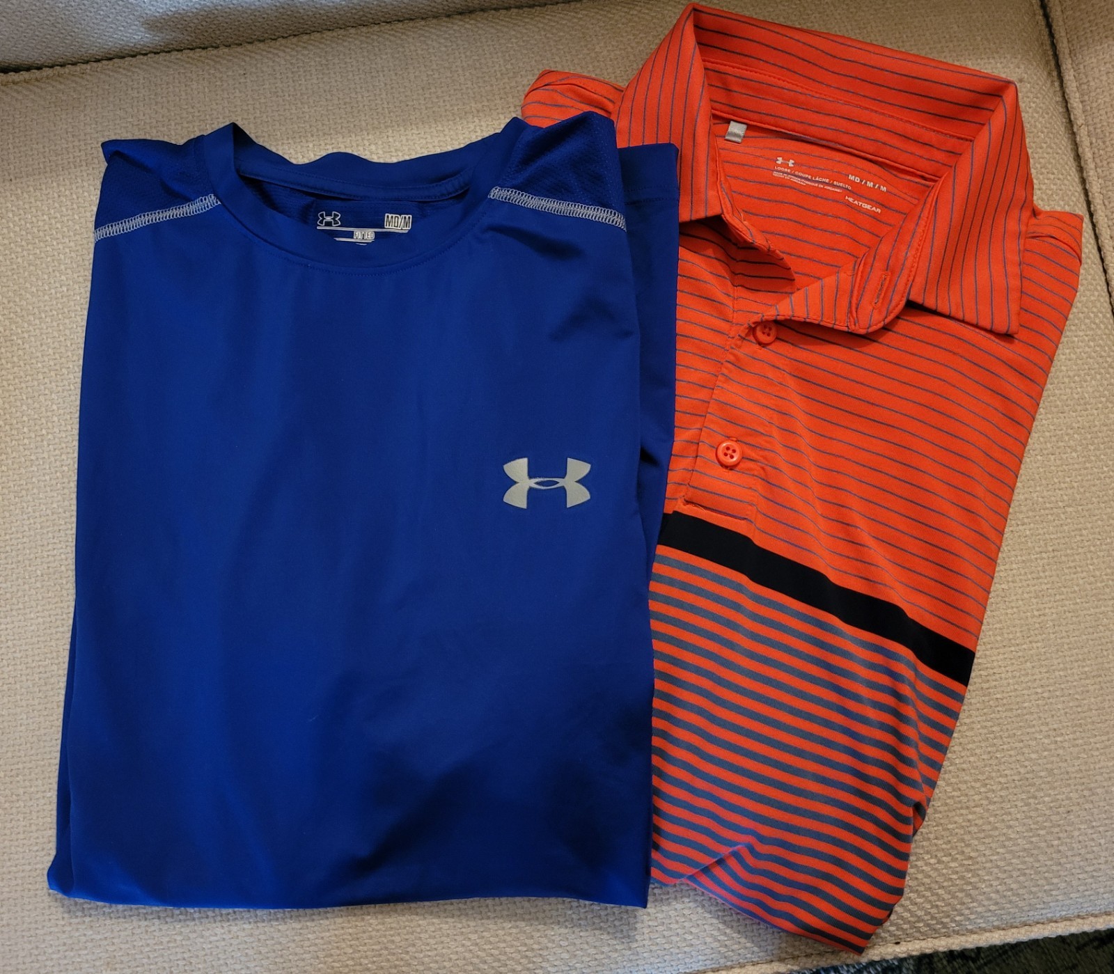Two Men’s Under Armour HeatGear Short Sleeve Shirts Medium