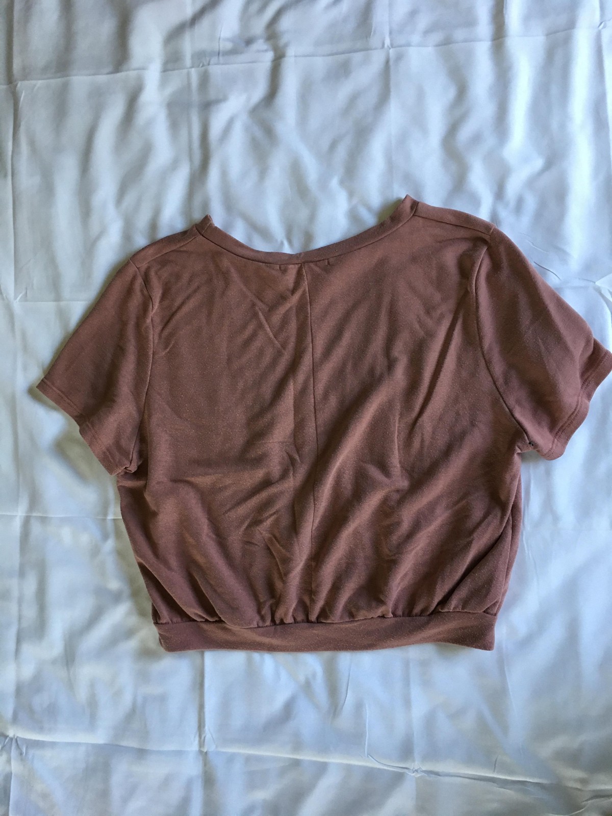Lulus Shirt Womens Medium Mauve Short Sleeve Banded Hem Crewneck Made in USA