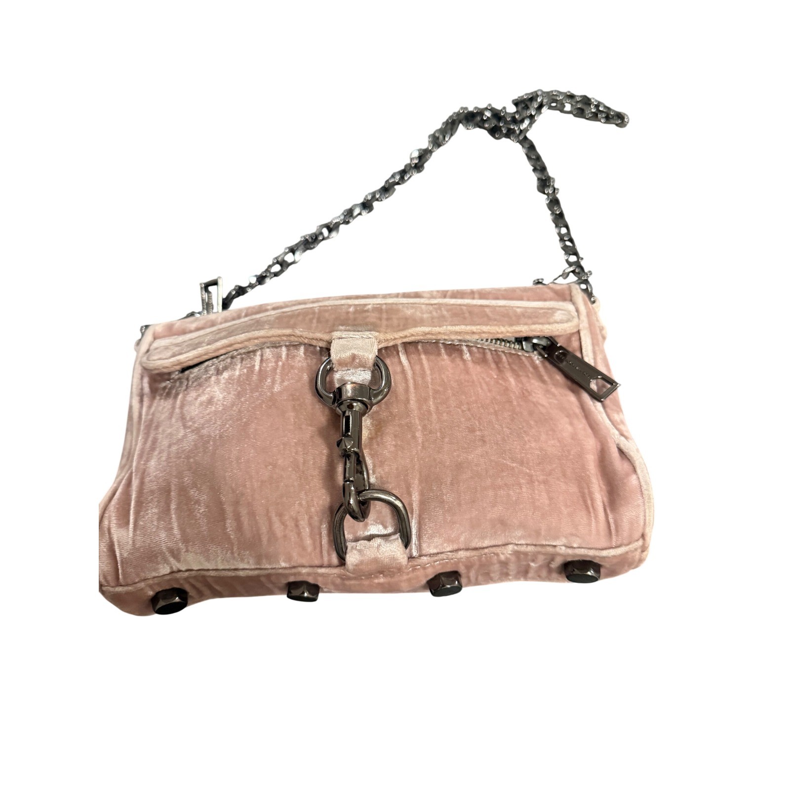 Rebecca Minkoff Mini MAC Velvet Crossbody Bag Blush Pink Gunmetal Hardware