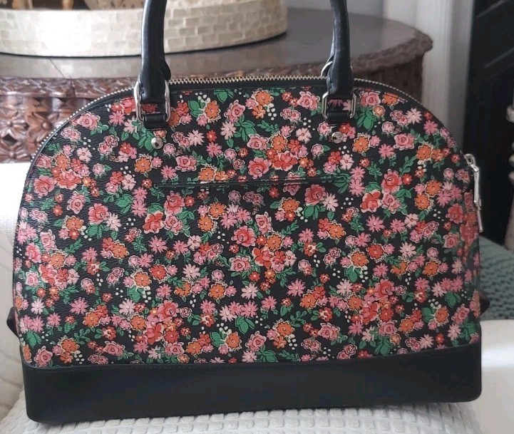 Coach Large Sierra Satchel Crossbody in Leather & Posey Cluster Print