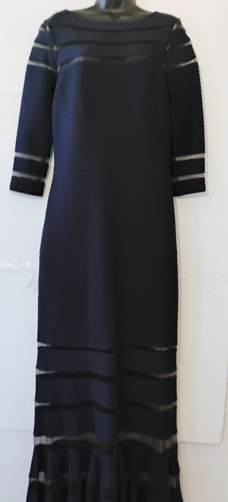 Tadashi Shoji Navy Sheath Full Length Dress Gown Size Medium