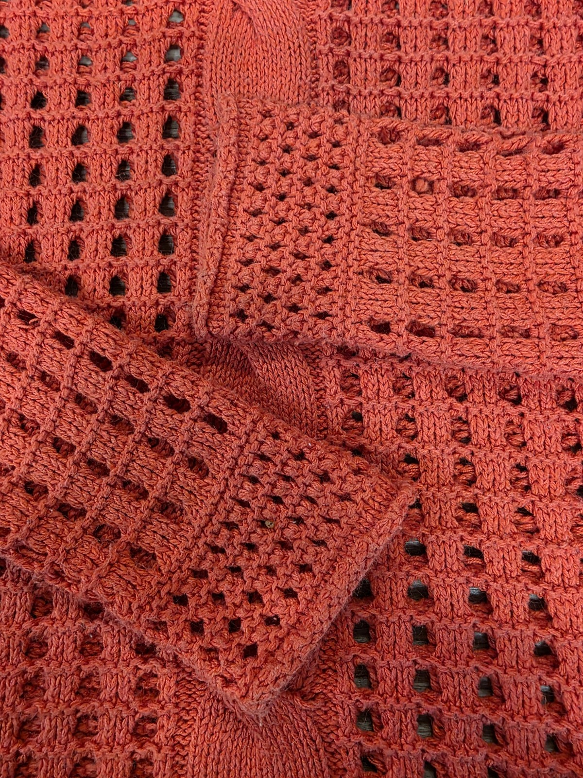 FREE PEOPLE SWEATER WOMENS SZ. M ORANGE PULLOVER SEASONS CHANGE OPEN KNIT FLAWS