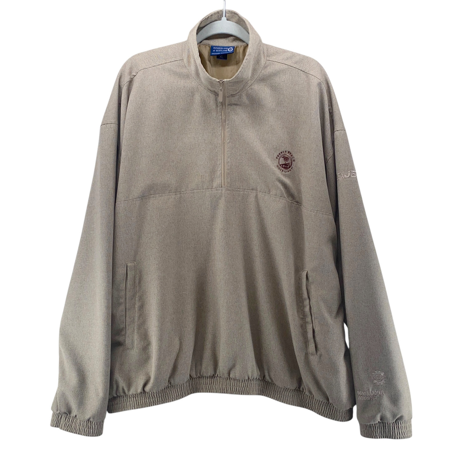 Pebble Beach Sunderland Scotland Golf Jacket XLarge Brown Pullover Quarter Zip