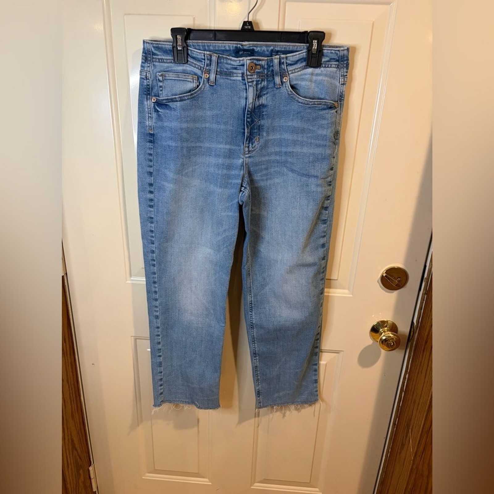 J.Jill High Rise Straight Leg Crop Jeans Size 8 Light Wash Raw Hem