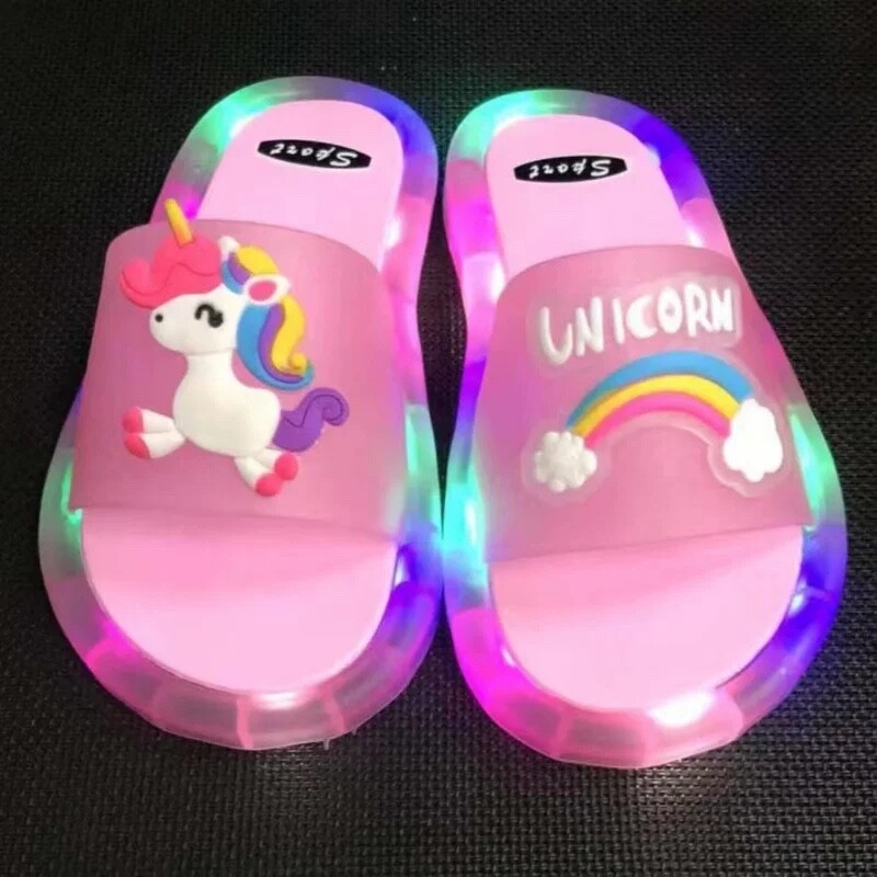 Luminous Children’s Slippers Unicorn Crystal Sparkling Lights Boys and Girls