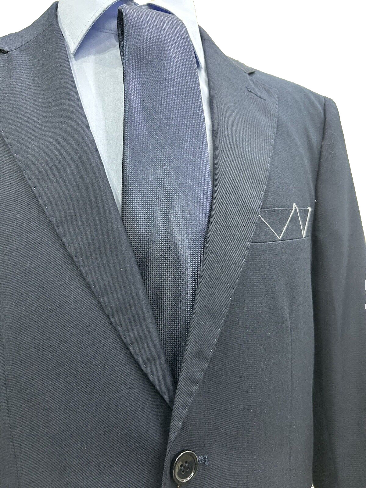 Men’s Tailored Suit Made In Italy Blue Tasmania Wool 46 48 50 52 54 56 58 60