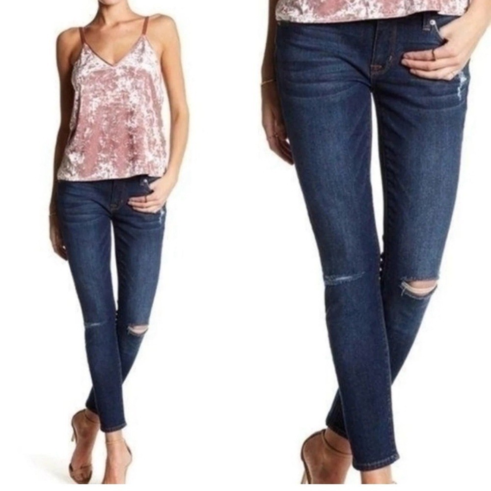 Hudson krista ankle super skinny distressed dark wash Jean. Size 28.