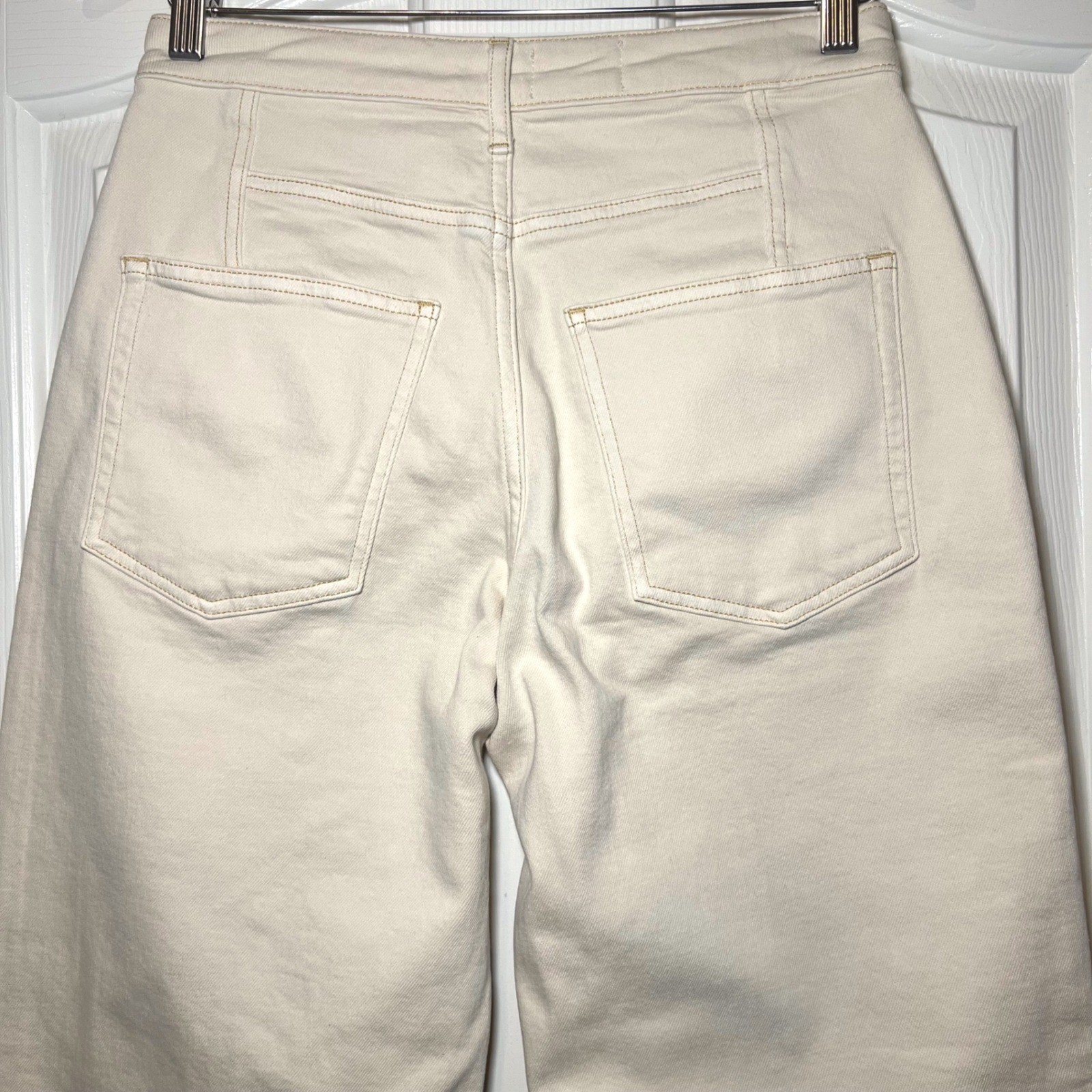 Anthropologie Pilcro Cuffed Crop High-Rise Wide-Leg Cream Color Size 27