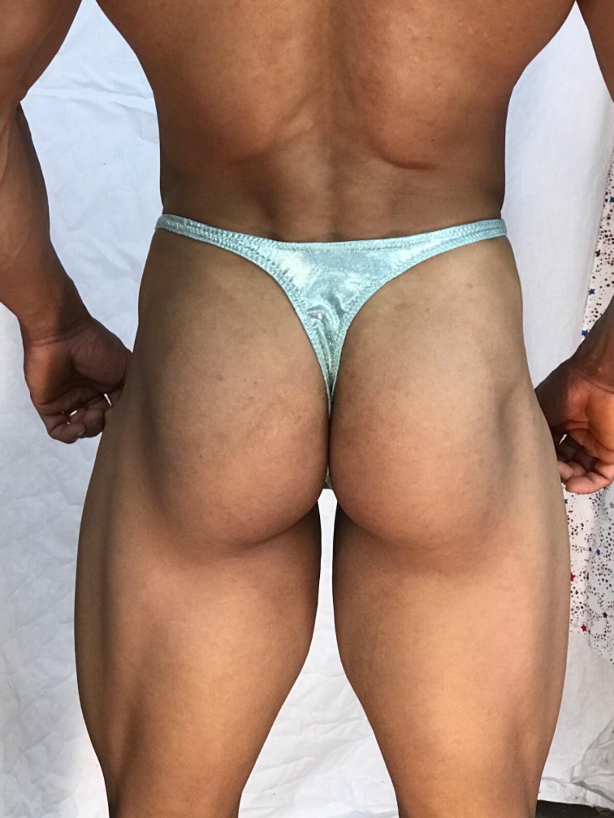 mens metallic seafoam green thong with seam/pouch front custom any size FreeShip