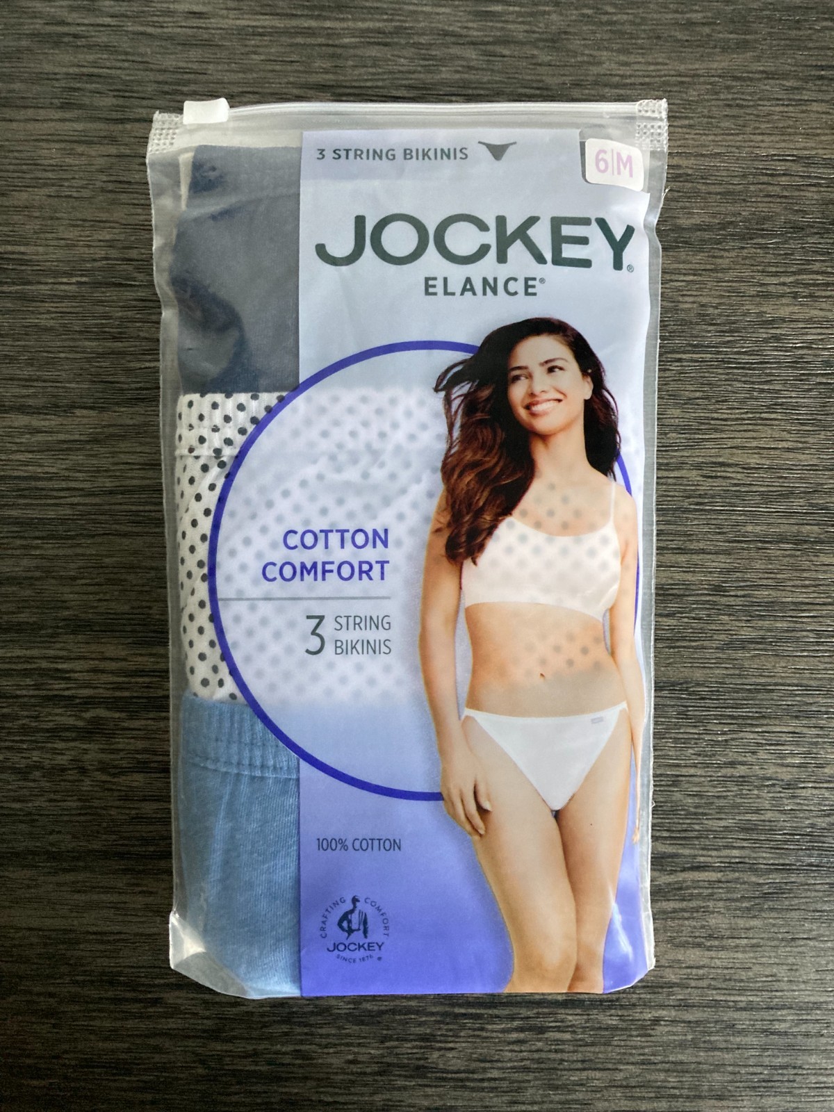 Jockey String Bikinis Size 6 M 100% Cotton Comfort Elance 100% Cotton-3 Pair