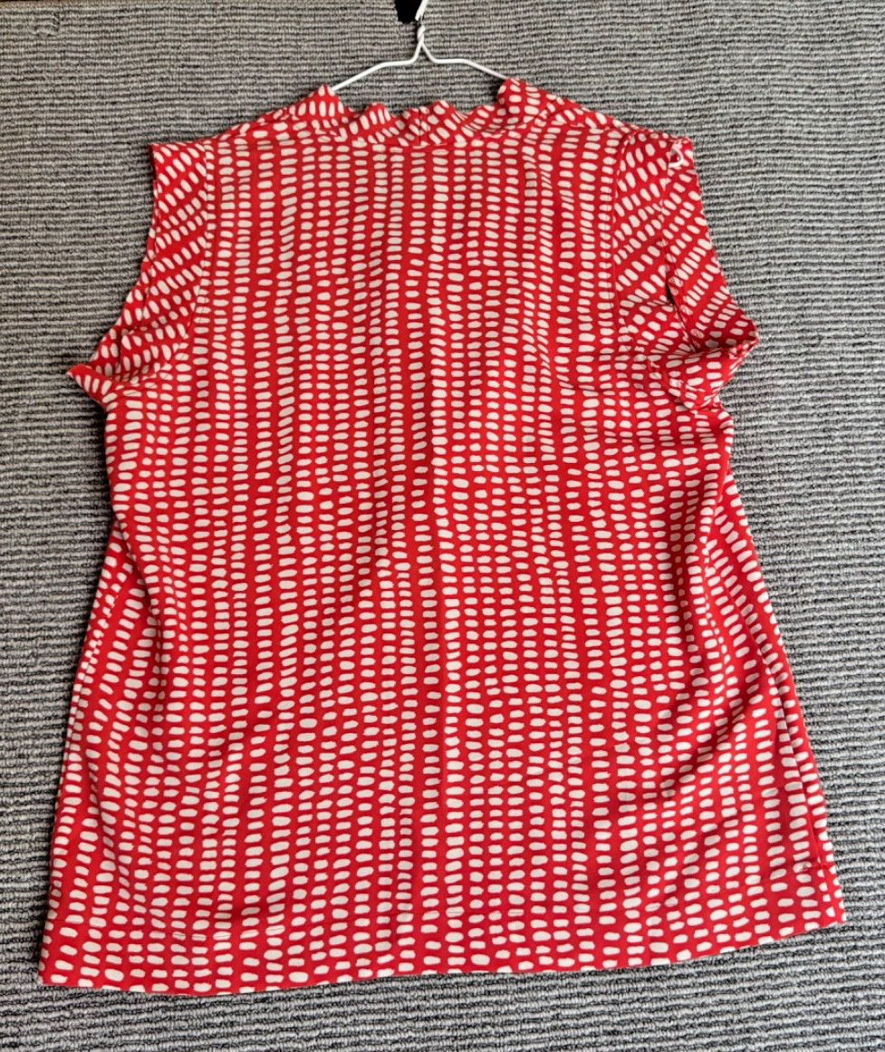 CAbi Madeleine Blouse Women Medium Style 294 Orange White Work Career Office Top
