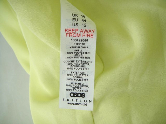 ASOS Edition Size 12 Apple Green Long V Neck Ruffle Pull Over Long Sleeve Dress
