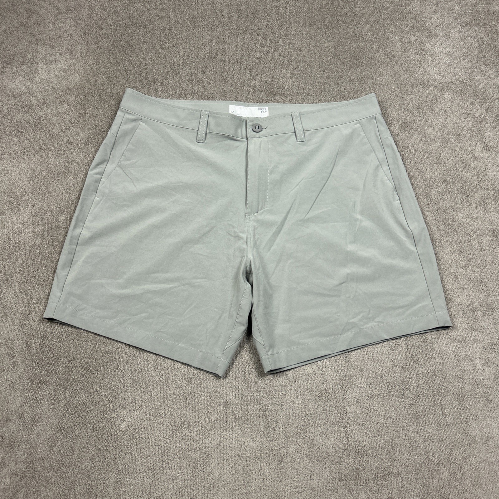 Free Fly Shorts Mens 36 x 7 Gray Stretch Performance Hybrid Tech Chino Palmera