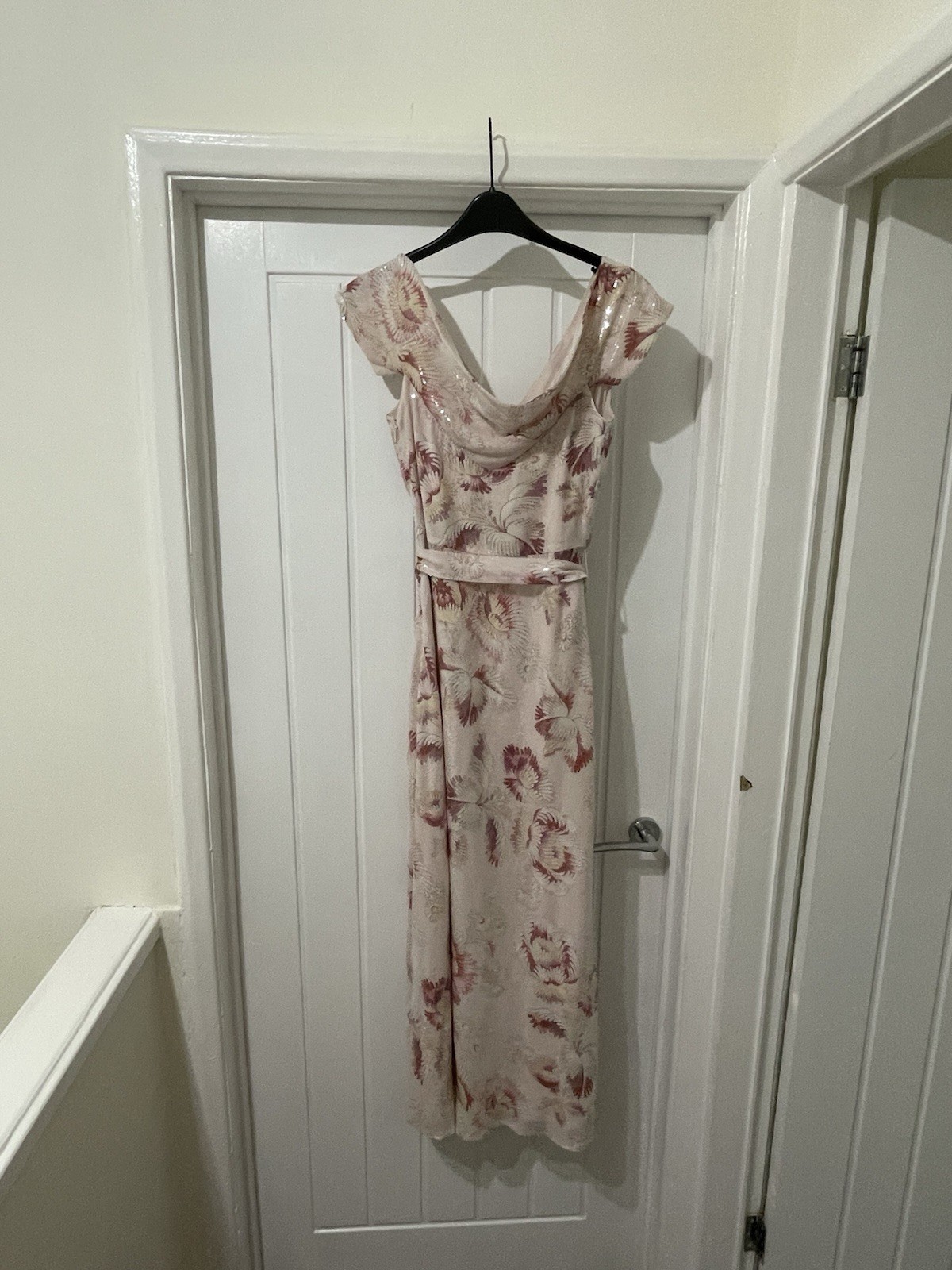 £350 Ted Baker Ninia Belted Floral Midaxi Dress Cream / Pink UK 8 10 Size 1