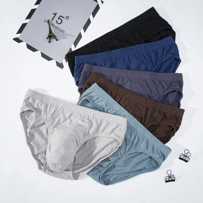 4 Pcs/Lot Men’s 100% Cotton Breathable Briefs Comfortable Male Underwear