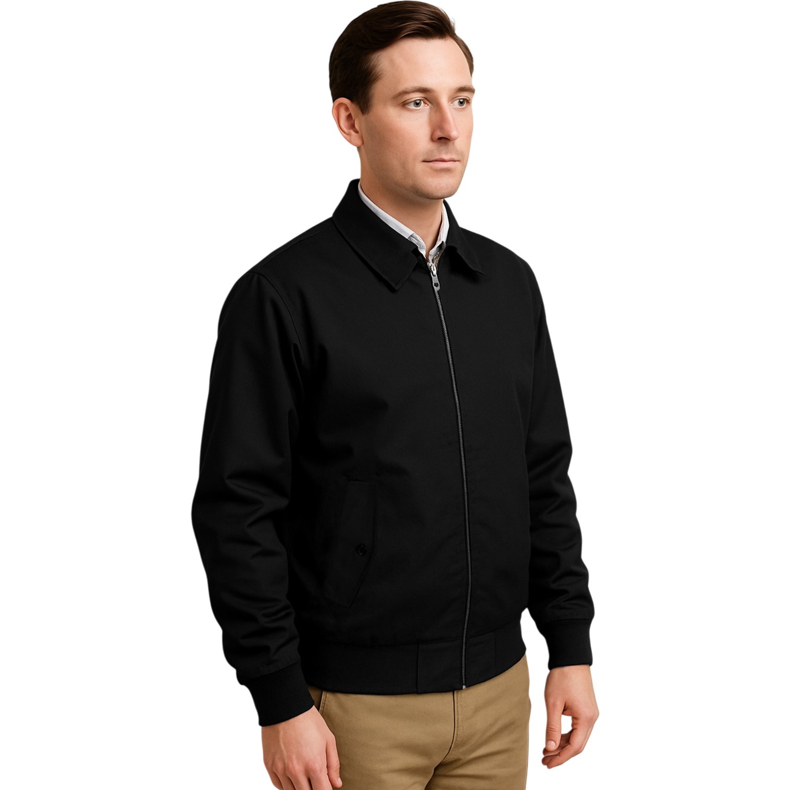 Urban Road Mens Mod Blouson Jacket Zip Front Ribbed Hem Lightweight Casual Coat