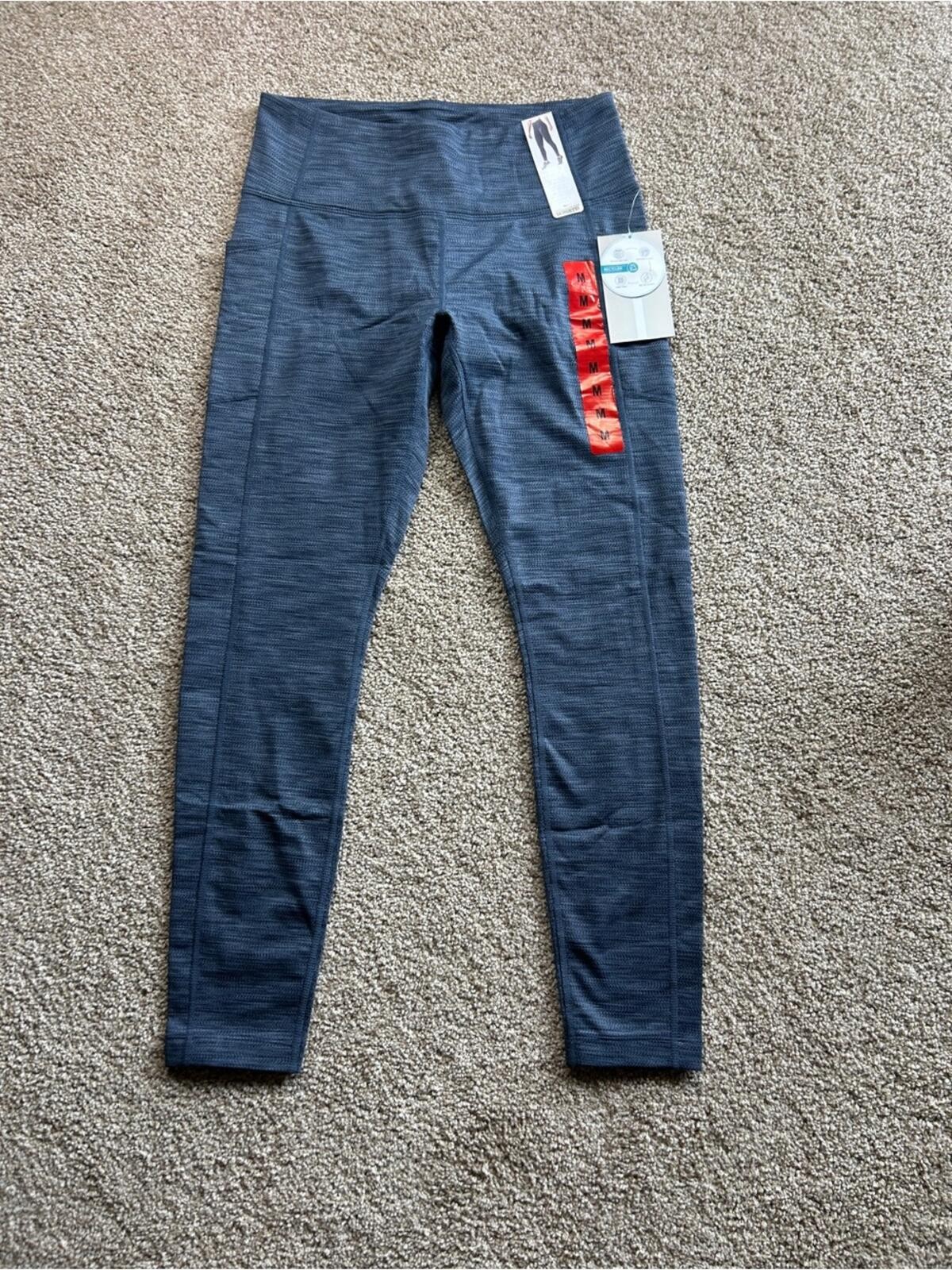 NWT Mondetta Women’s Medium Blue Space Dye High Rise Leggings Athletic Pant