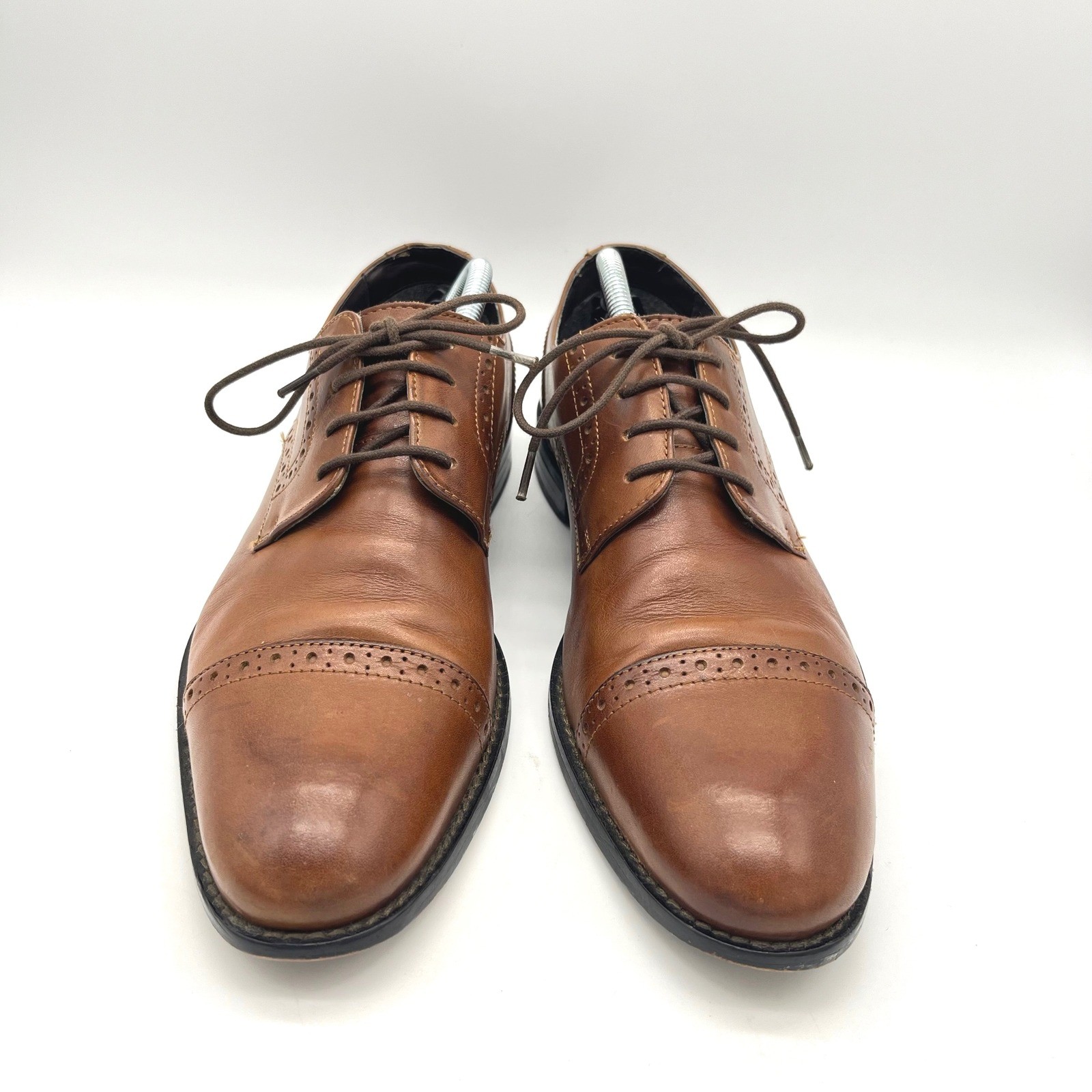 Stacy Adams Mens Brown Leather Cap Toe Oxford Dress Shoes Size 9.5 M 24858