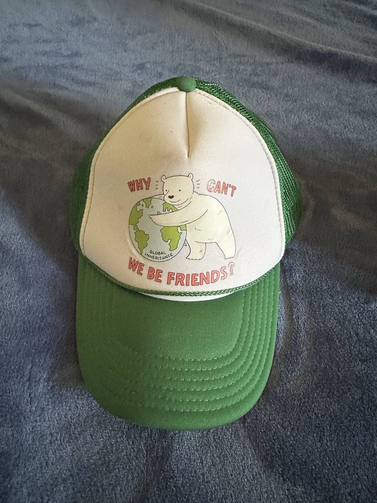 Green/White Trucker Hat with Polar Bear